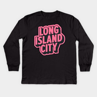 Long Island City Queens Logo - A Minimalist Tribute to Urban Charm Kids Long Sleeve T-Shirt